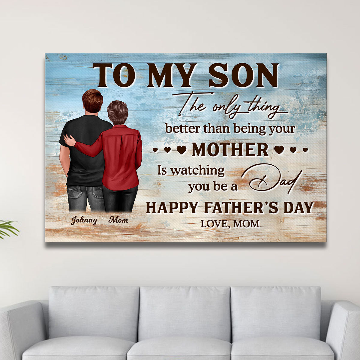 To My Son From Mom Happy Father's Day Personalized Wrapped Canvas| Heartfelt Father's Day Gift For Son