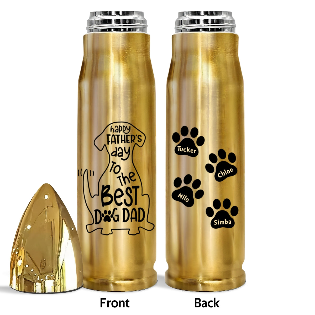 Happy Father‘s Day To The Best Dog Dad Personalized Bullet Tumbler