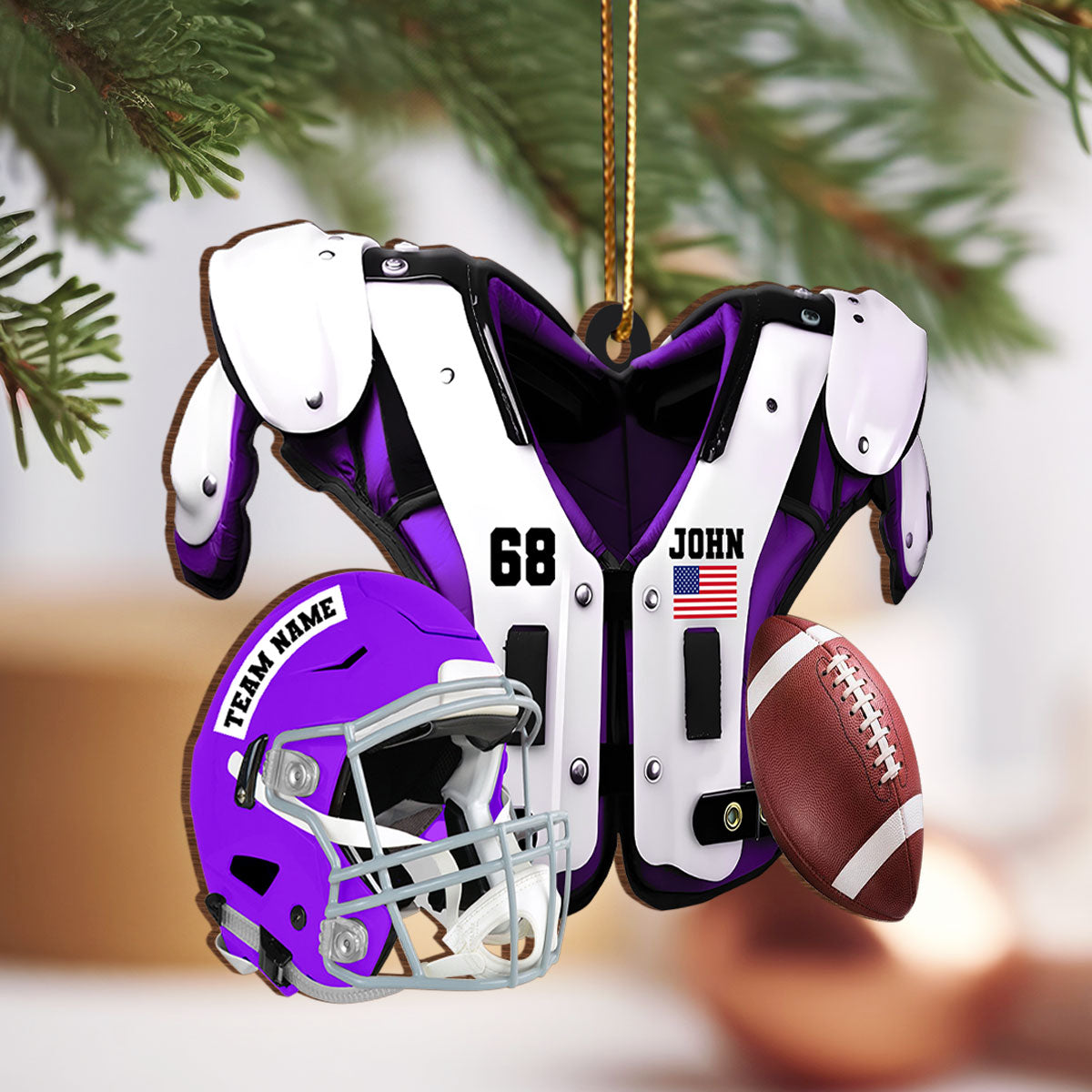 American Football Shoulder Pads Personalized Money Gift Card Holder Ornament, Christmas Unique Gift For Football Player, Football Lover