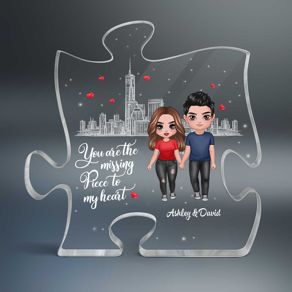 The Missing Piece To My Heart Standing Doll Couple Personalized Puzzle Acrylic Plaque