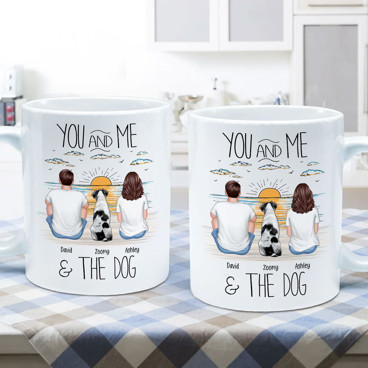 You And Me Beach Outline Personalized Mug, Gift For Him, For Her