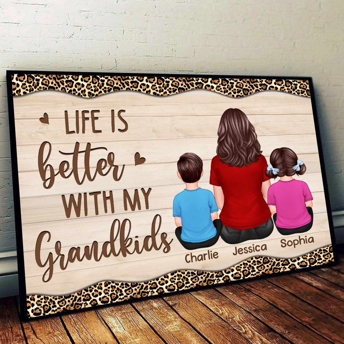 Grandma Grandkid Leopard Personalized Poster