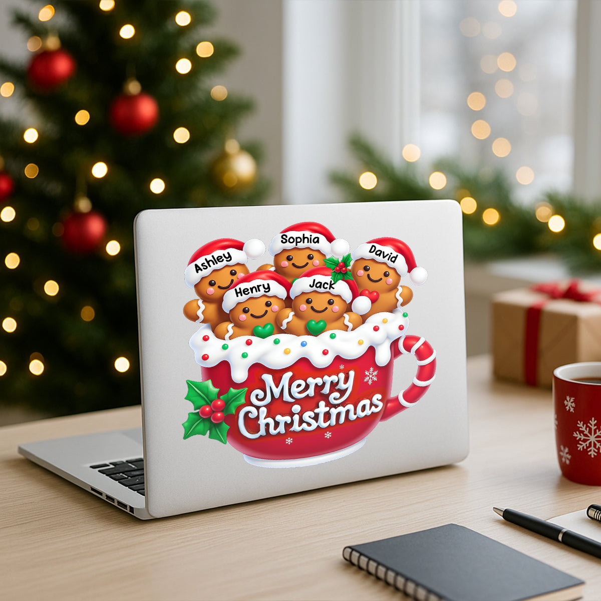 Merry Christmas Gingerbread Family Personalized Decal