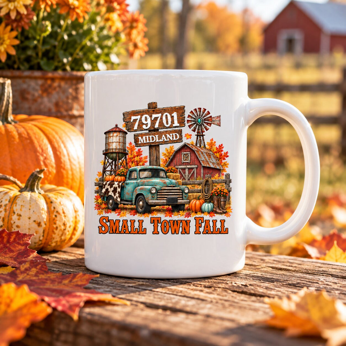 Small Town Fall Western Zip Code - Personalized Mug