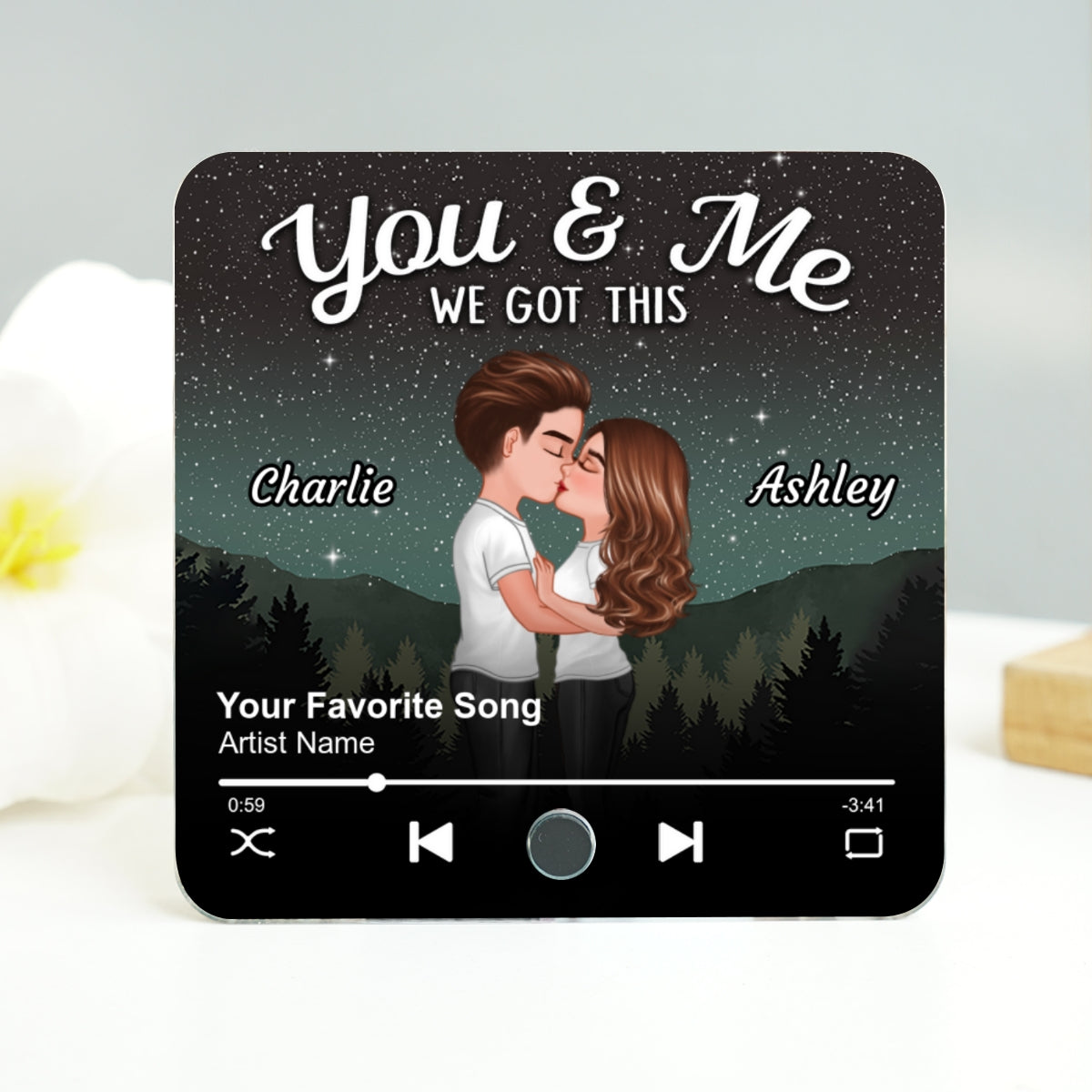 Couple Kissing Under Stars Personalized Music Fridge Magnet, Heartfelt 2025  Gift For Couple, For Him, For Her, Boyfriend, Girlfriend, Husband, Wife