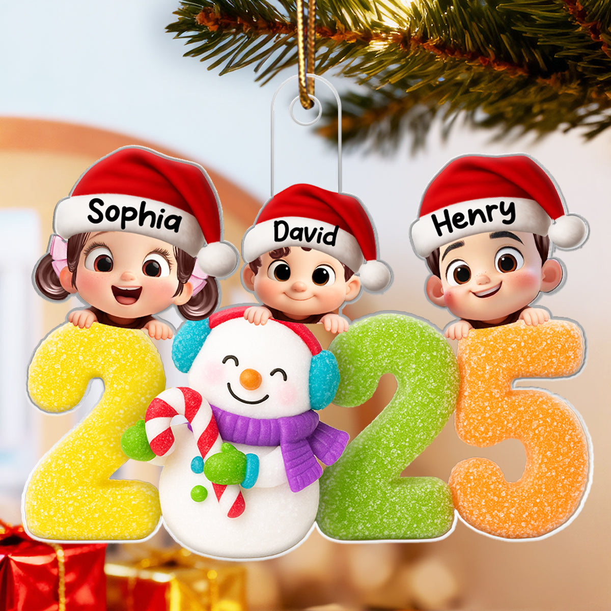 Grandkids Sweat Candy 2025 - Personalized Acrylic Ornament