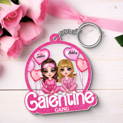 Galentine Gang Partners In Crime Pretty Girls Personalized Acrylic Keychain,  Gift, Social Club, Besties Gift