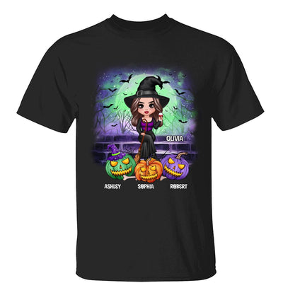 Halloween Grandma Mom On Stair Pumpkins Personalized Shirt