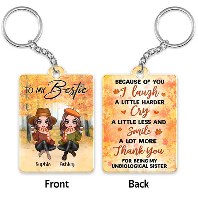 Fall Season Doll Besties Sitting Personalized Acrylic Keychain