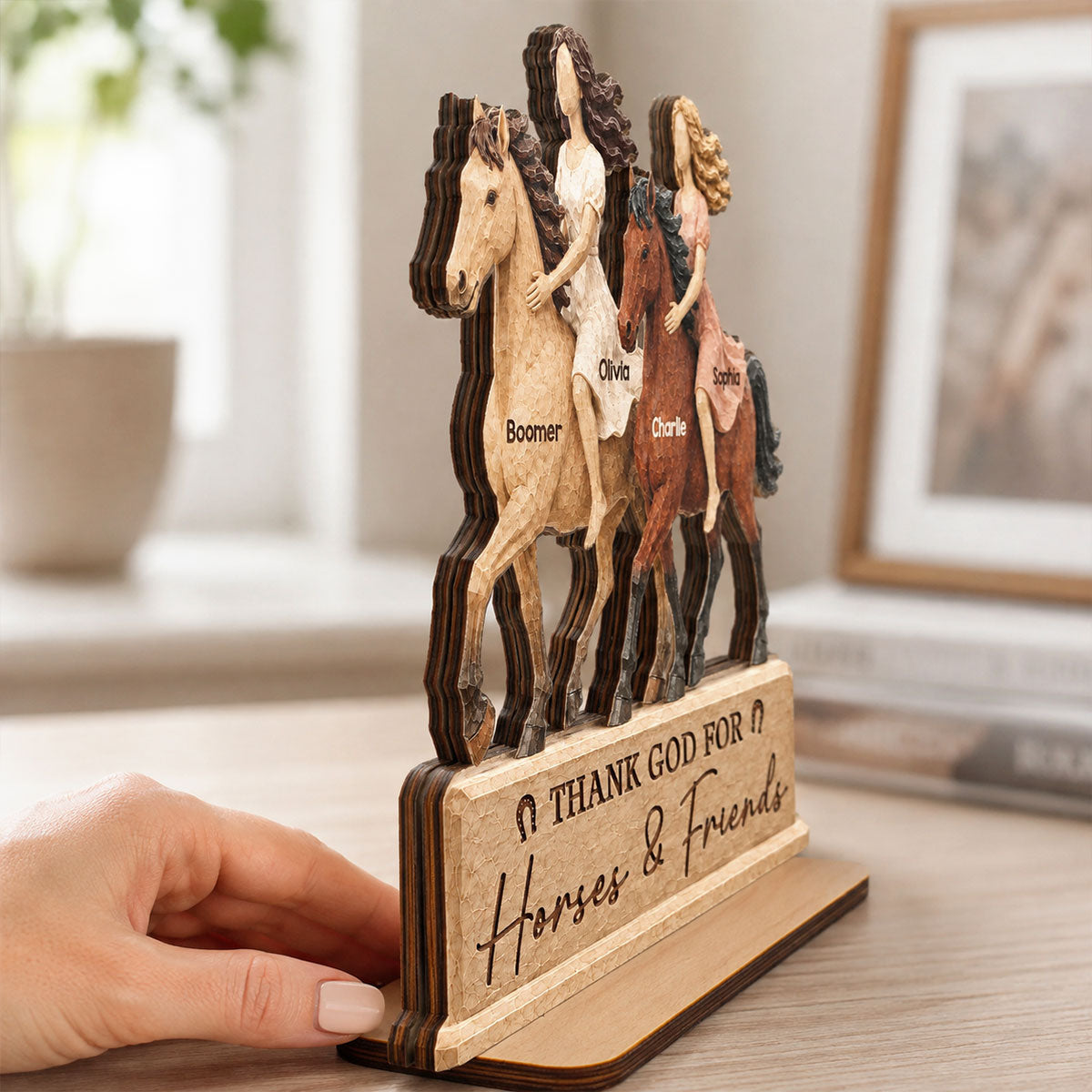 Horse Riding Besties 2D Flat Printed - Personalized 2-Layered Wooden Plaque - Friendship Keepsake For Horse Lovers