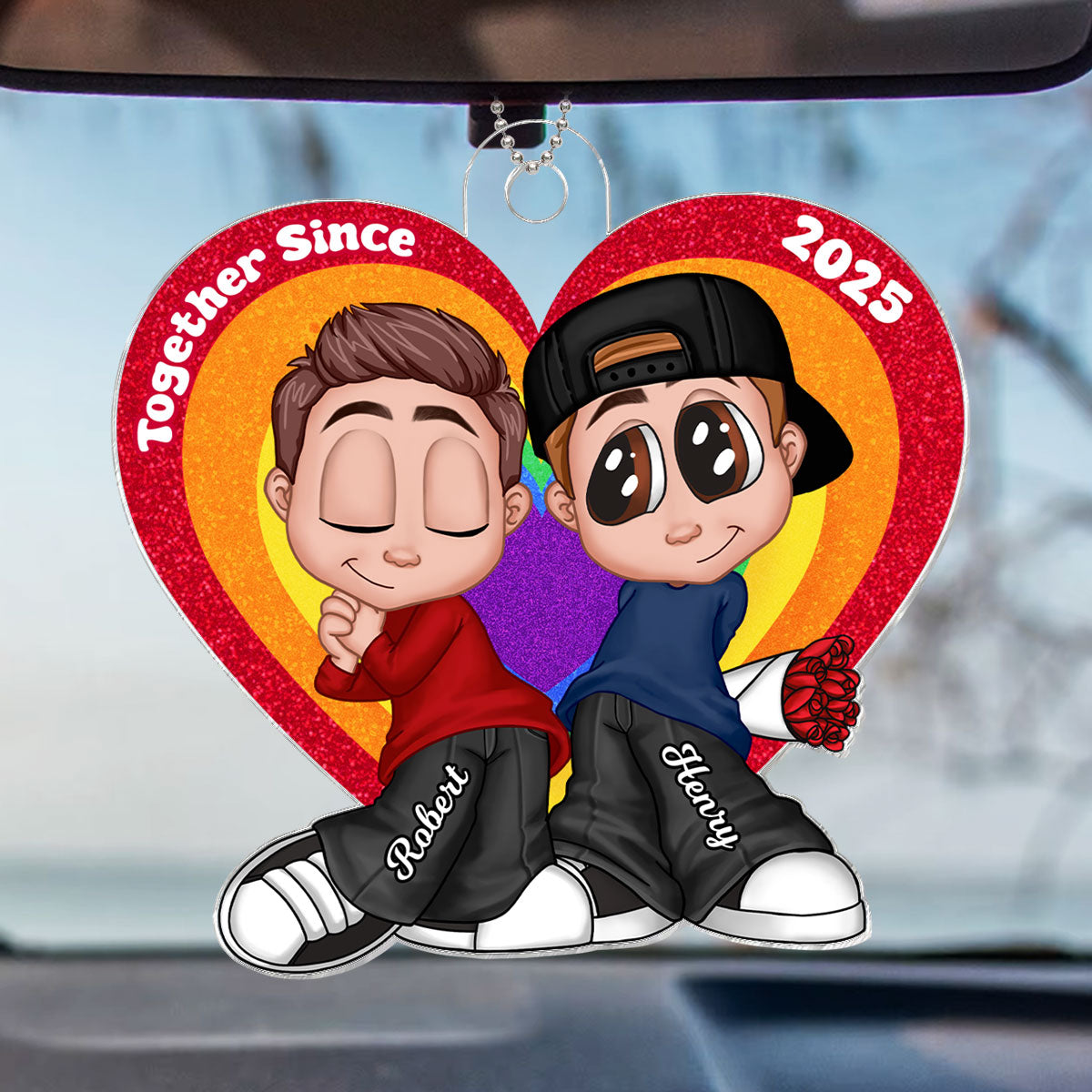 Y2K Style LGBT Couple Car Accessories Personalized Car Hanger Ornament