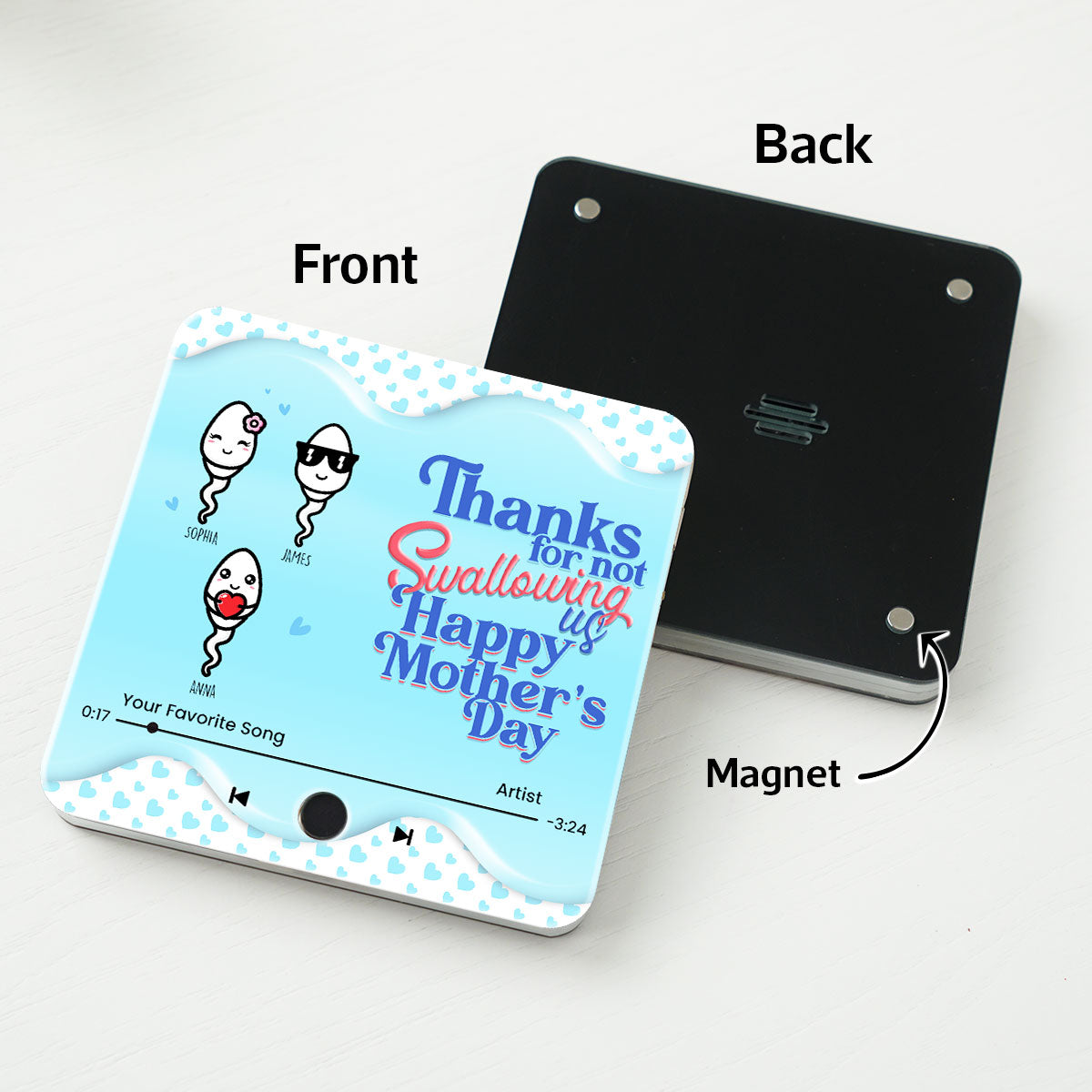 Thanks for not Swallowing Me Personalized Music Fridge Magnet, Funny Gift for Mom, Gift for her