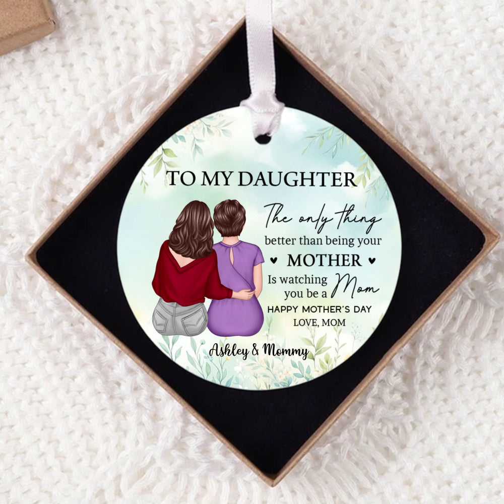 To My Daughter From Mom Personalized Circle Ceramic Ornament, Heartfelt 2025 Gift For Daughter