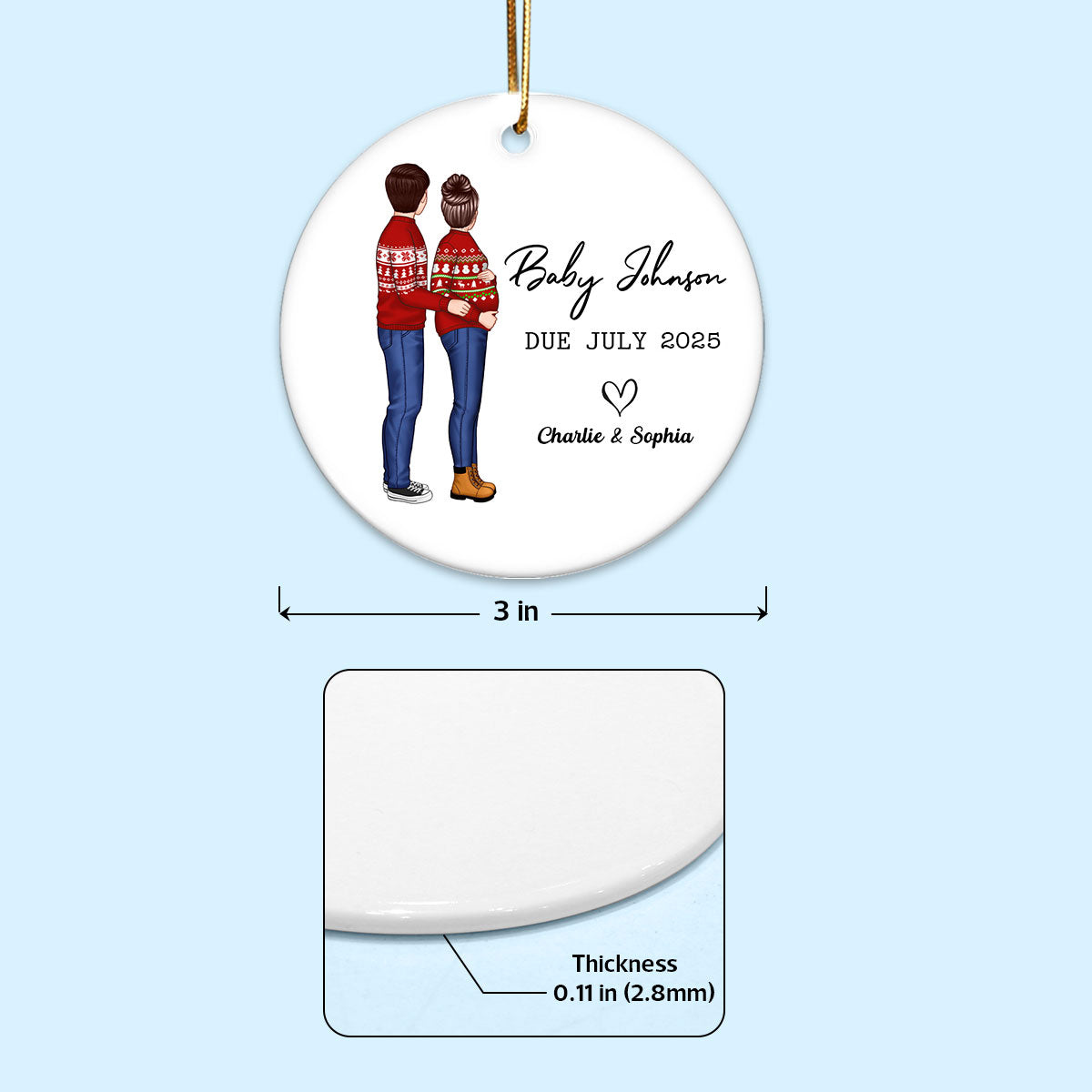 New Baby Arrival Keepsake, Expecting New Baby Ornament, Personalized Baby Due Year Ornament, Pregnancy Announcement Ornament