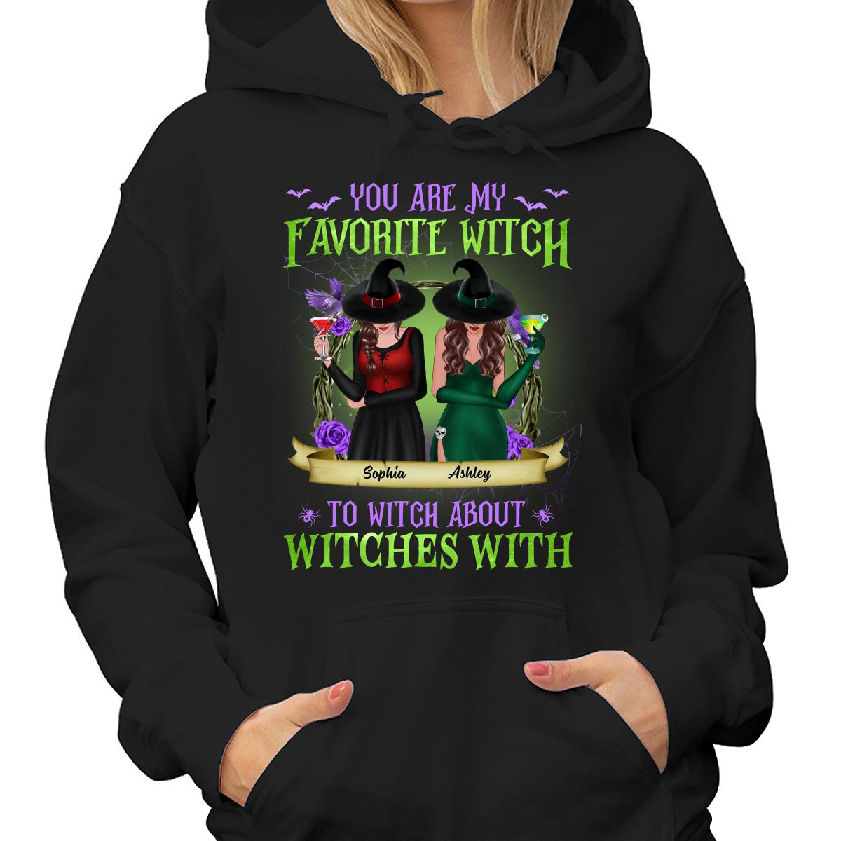 Green And Purple Halloween Front View Besties Gift For Best Friends Personalized Shirt
