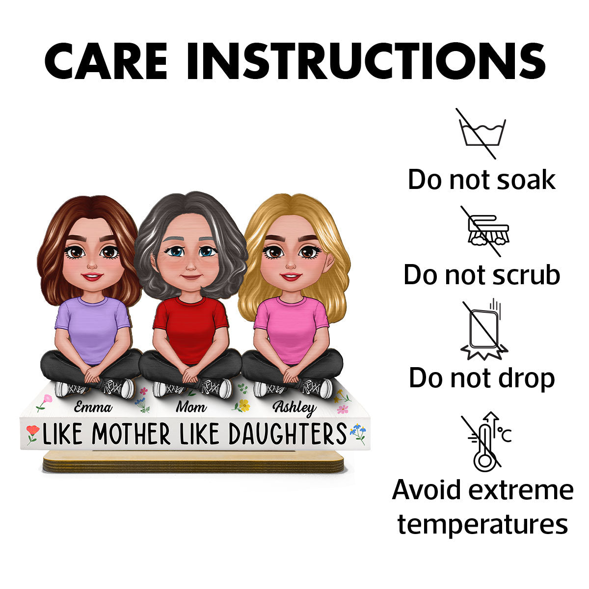 Like Mother Like Daughter Personalized 2-Layer Standing Wooden Plaque, Heartfelt Gift For Mother, For Daughter