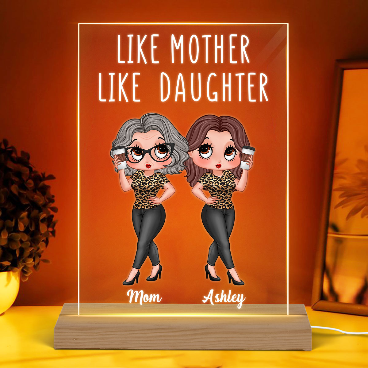 Pretty Sassy Like Mother Like Daughter Gift For Mom Personalized Rectangle Acrylic Plaque LED Night Light
