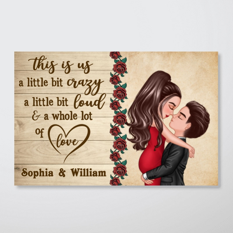 This Is Us Doll Couple Hugging Kissing Roses Personalized Horizontal Poster
