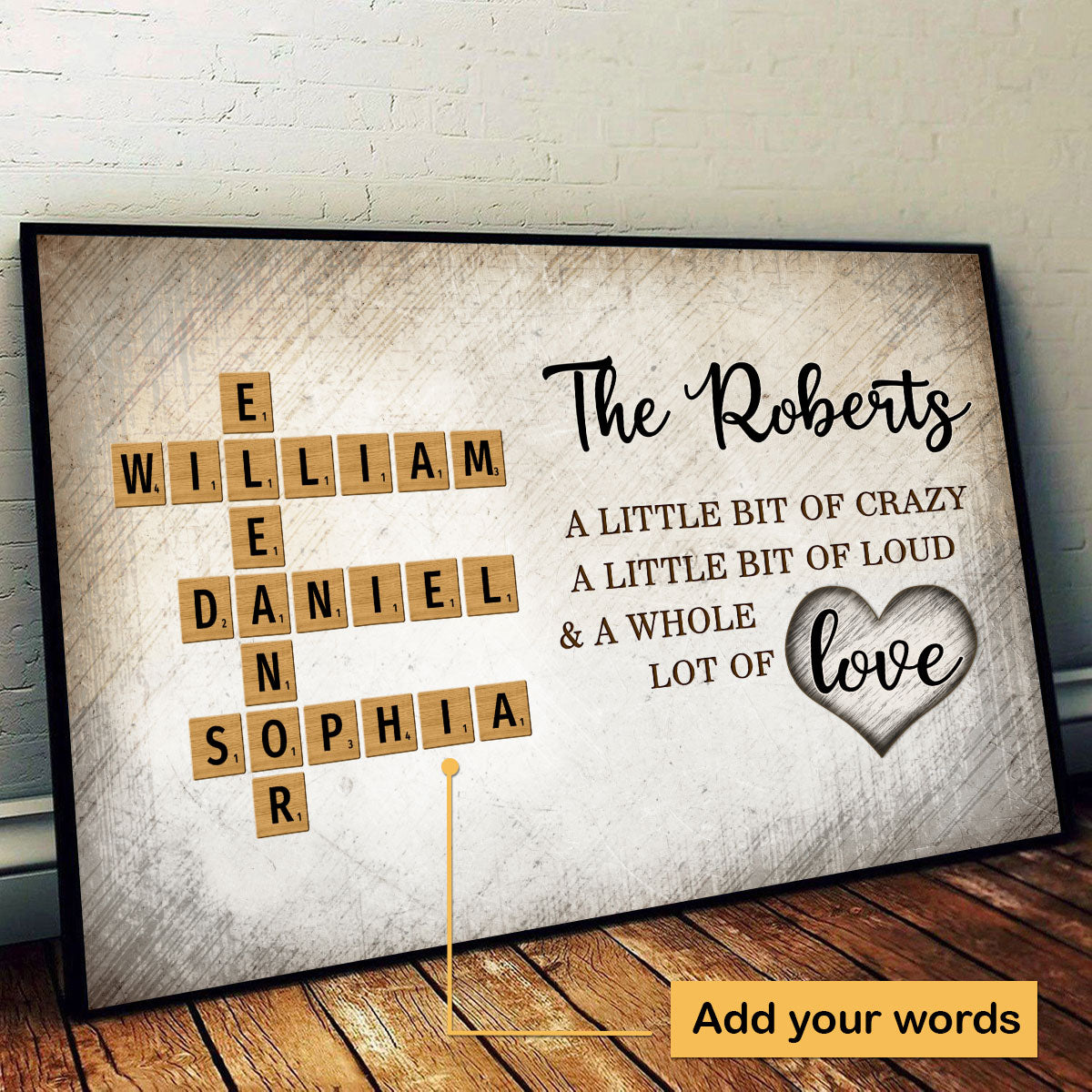 Family Whole Lot Of Love Crossword Puzzle Art - Personalized Poster - Unique & Meaningful Gift For Family