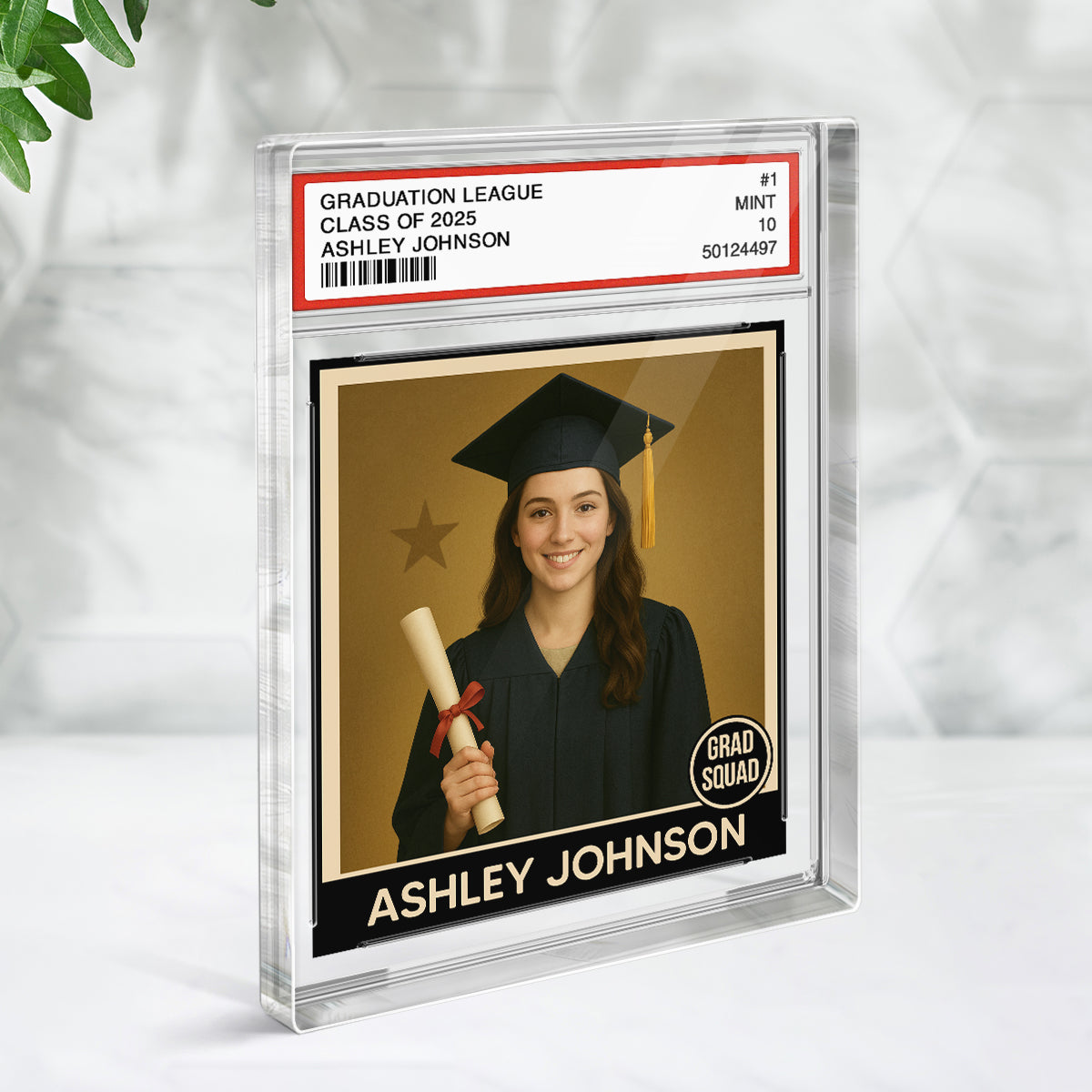 Graduation Gift Graduate Trading Card Style Personalized Acrylic Block Plaque, Unique Keepsake, Graduation Gift