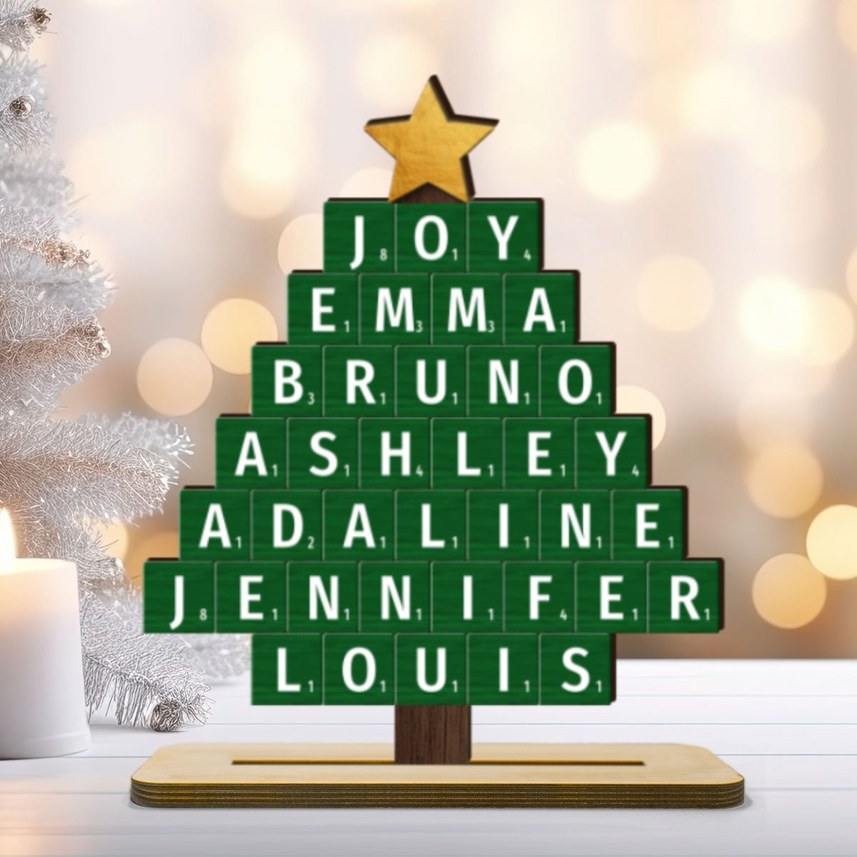 Christmas Tree Word Art Unique Christmas Decor Personalized Standing Wooden Plaque