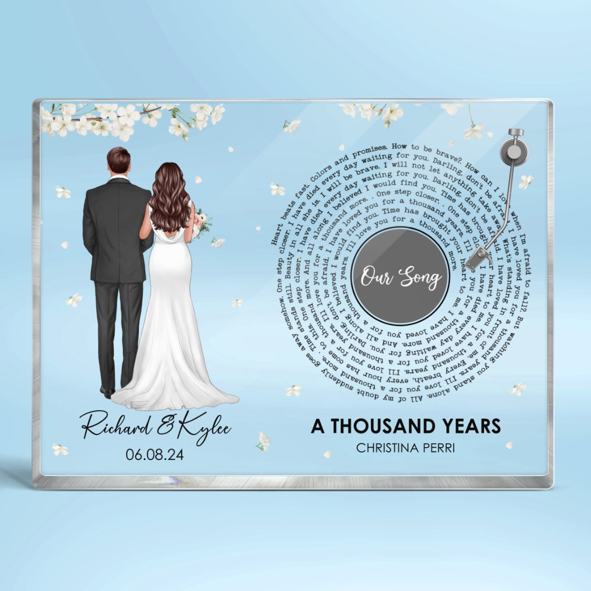 Bride & Groom First Dance Wedding Song Lyrics Custom Photo Wedding Gift, Anniversary Gift Personalized Acrylic Block Plaque