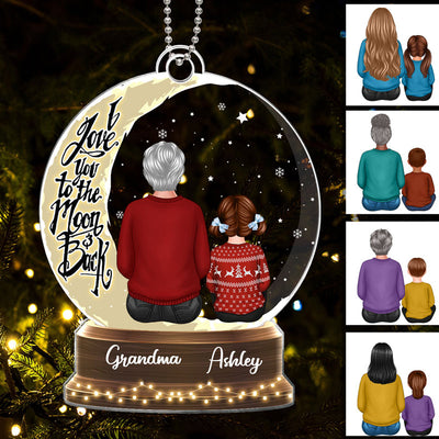Snow Globe Grandma Grandkids On Moon Personalized Acrylic Ornament
