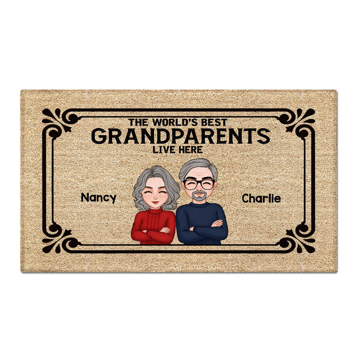 The World‘s Best Grandparents Grandpa Grandma Live Here Personalized Doormat