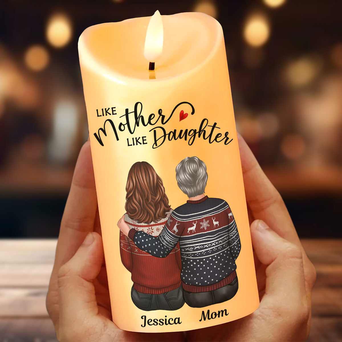 Having Me As Your Daughter Son Personalized LED Candle, Christmas Gift For Mom