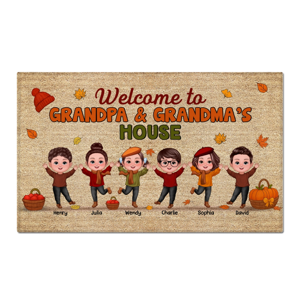 Fall Season Welcome To Grandma Grandpa House Personalized Doormat