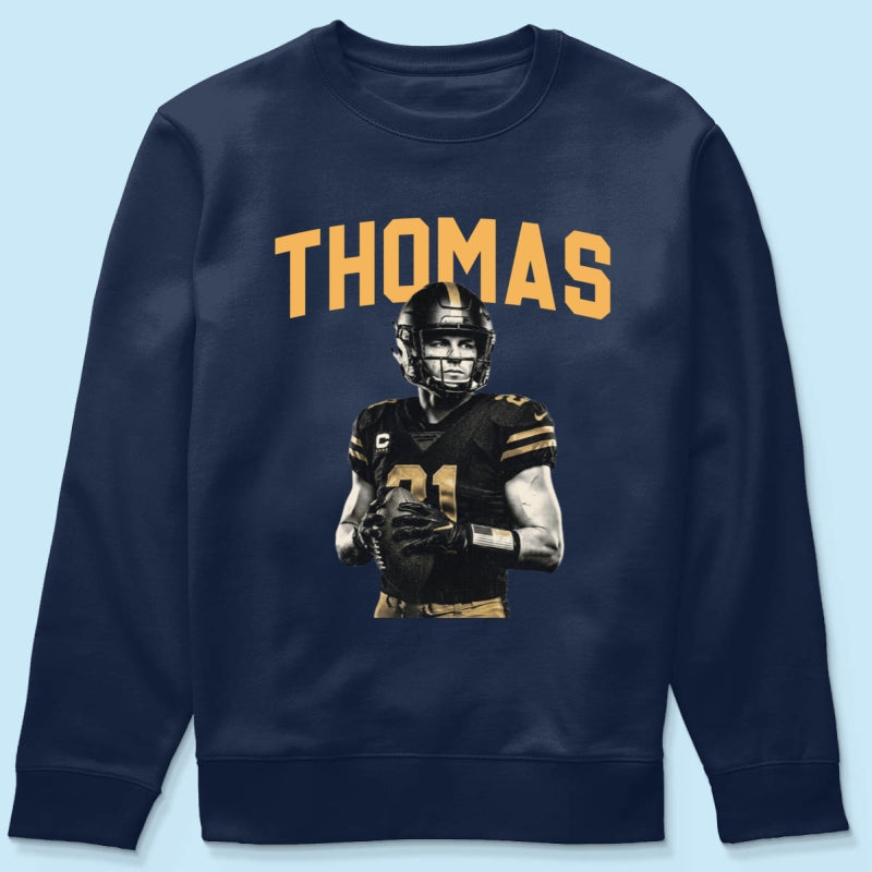 Custom Photo Retro Vintage Portrait - Personalized Shirt - Trendy Fall Tee for Football Mom