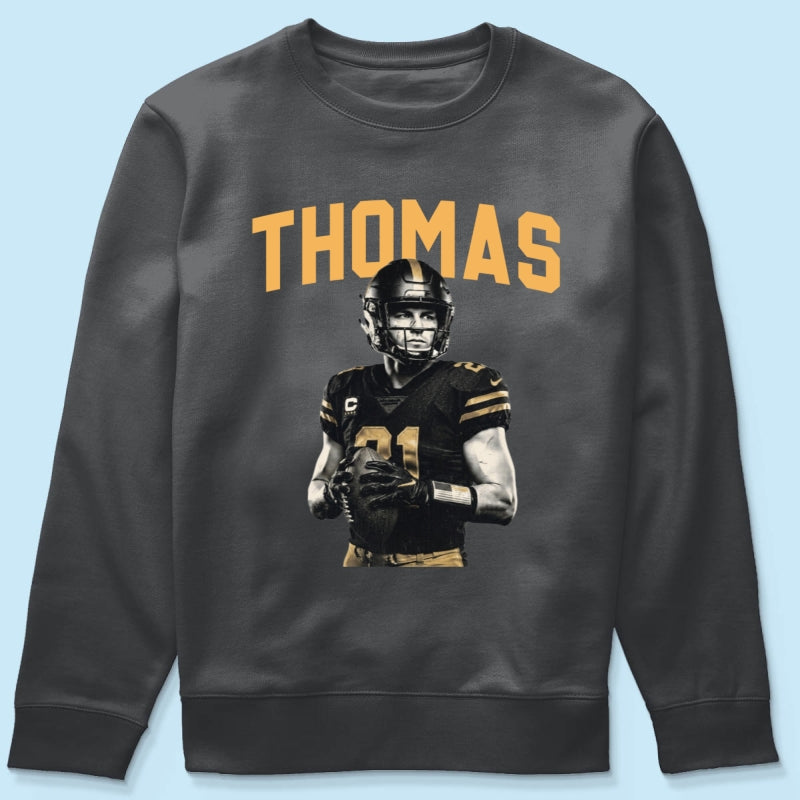Custom Photo Retro Vintage Portrait - Personalized Shirt - Trendy Fall Tee for Football Mom