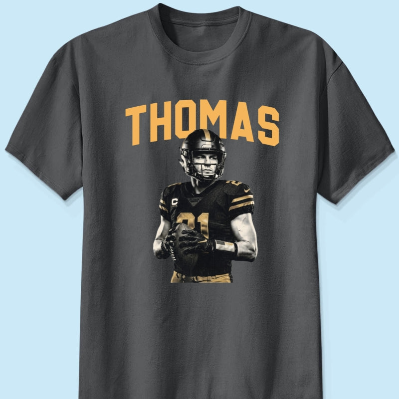Custom Photo Retro Vintage Portrait - Personalized Shirt - Trendy Fall Tee for Football Mom