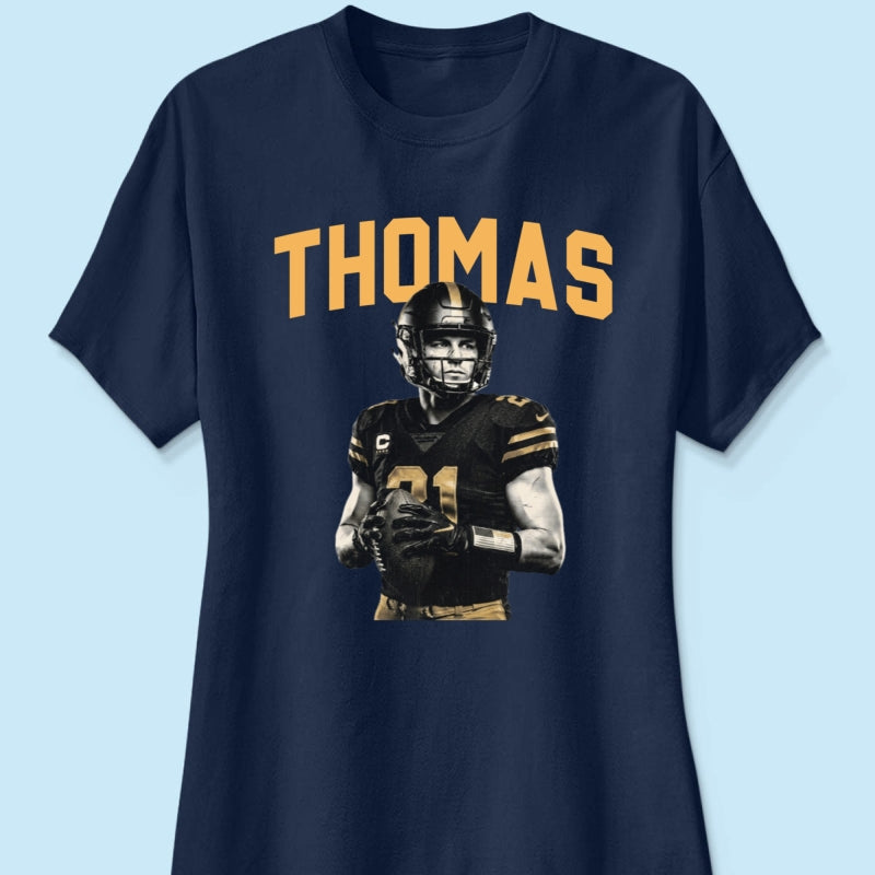 Custom Photo Retro Vintage Portrait - Personalized Shirt - Trendy Fall Tee for Football Mom