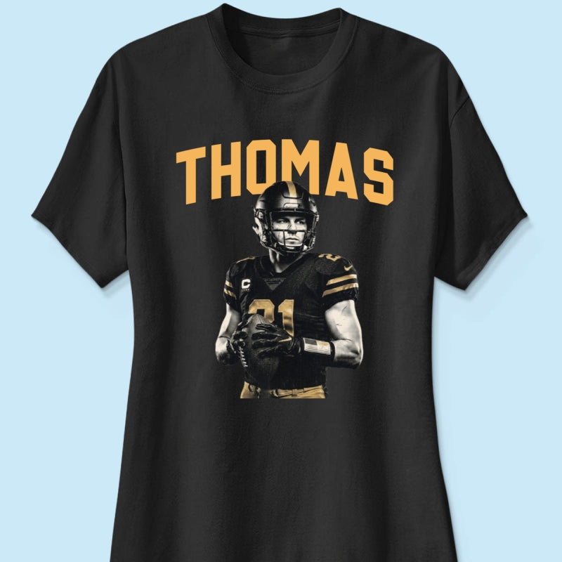 Custom Photo Retro Vintage Portrait - Personalized Shirt - Trendy Fall Tee for Football Mom
