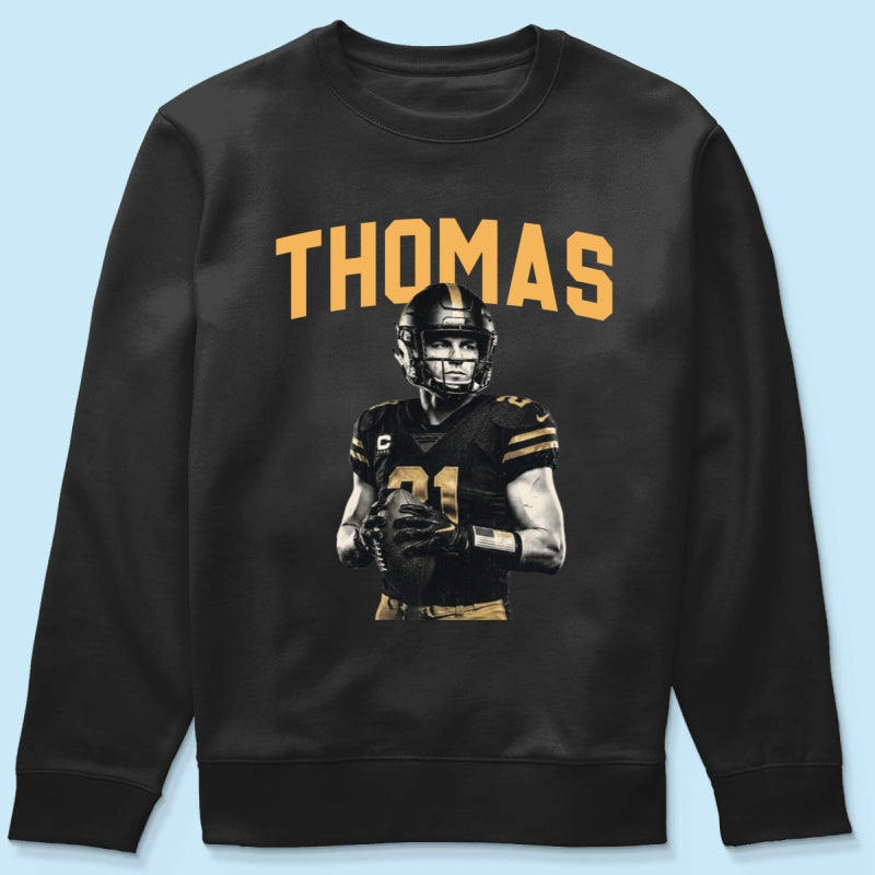 Custom Photo Retro Vintage Portrait - Personalized Shirt - Trendy Fall Tee for Football Mom