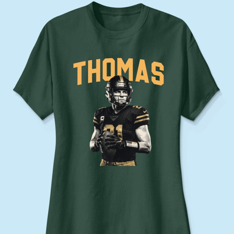 Custom Photo Retro Vintage Portrait - Personalized Shirt - Trendy Fall Tee for Football Mom