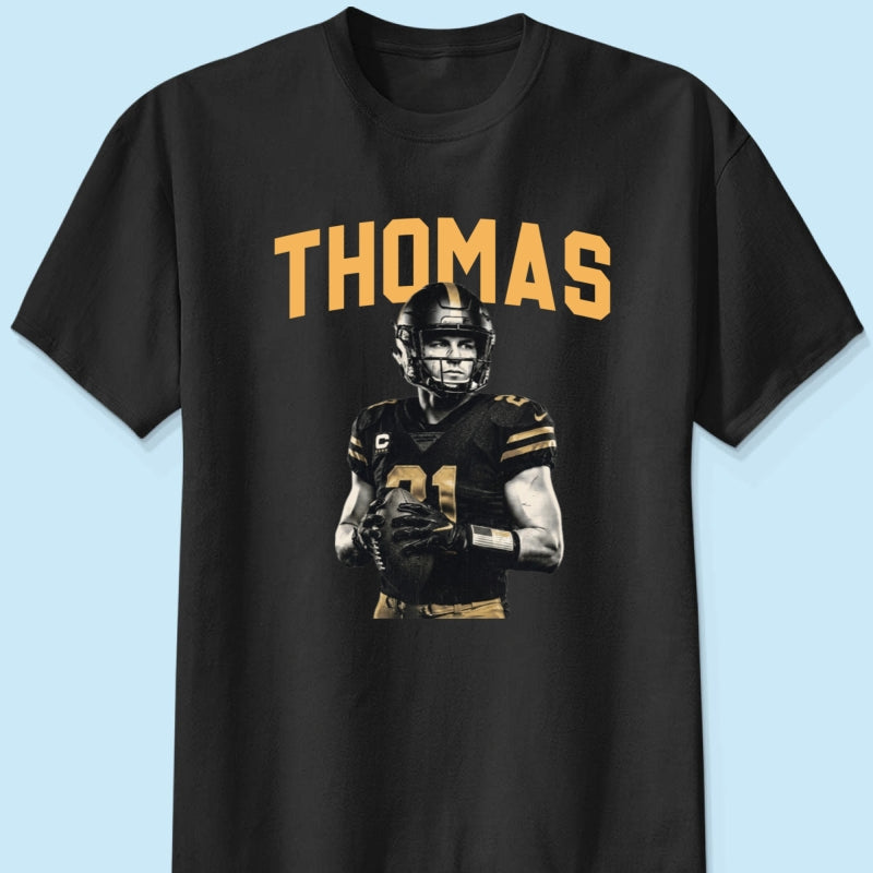 Custom Photo Retro Vintage Portrait - Personalized Shirt - Trendy Fall Tee for Football Mom