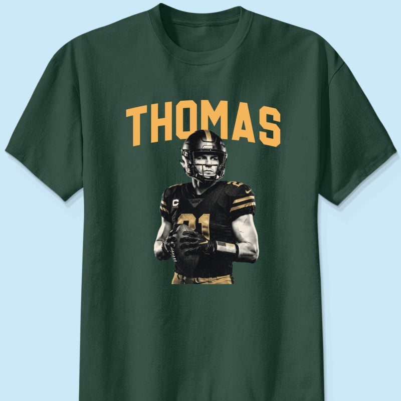 Custom Photo Retro Vintage Portrait - Personalized Shirt - Trendy Fall Tee for Football Mom