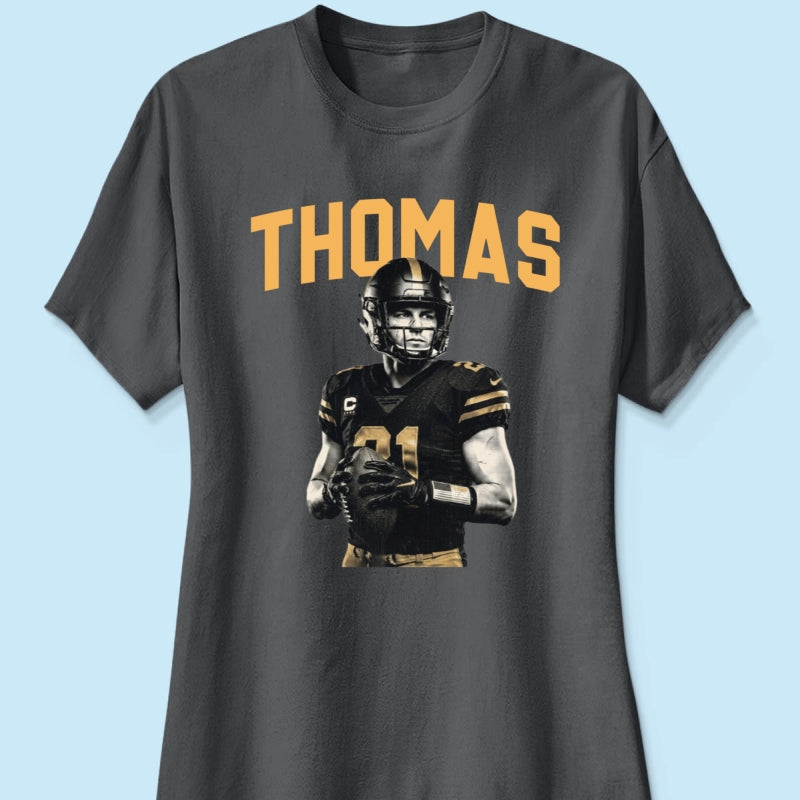 Custom Photo Retro Vintage Portrait - Personalized Shirt - Trendy Fall Tee for Football Mom