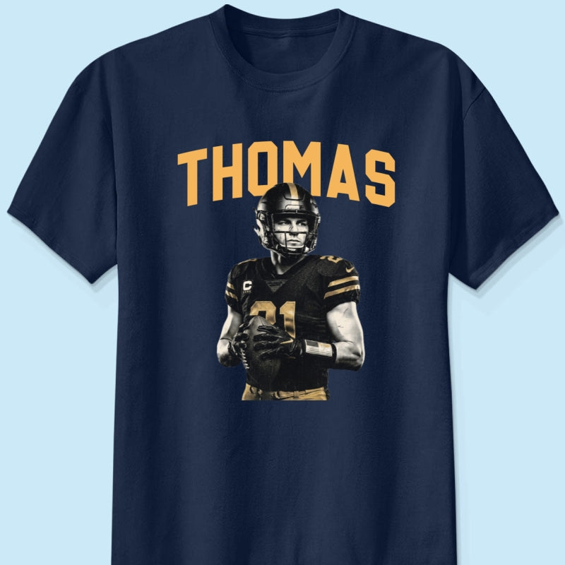 Custom Photo Retro Vintage Portrait - Personalized Shirt - Trendy Fall Tee for Football Mom
