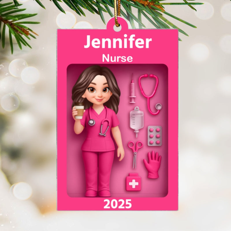 Personalized Nurse In Toy Box 3D Acrylic Ornament, Special Christmas Gift For Nurse, For Co-workers
