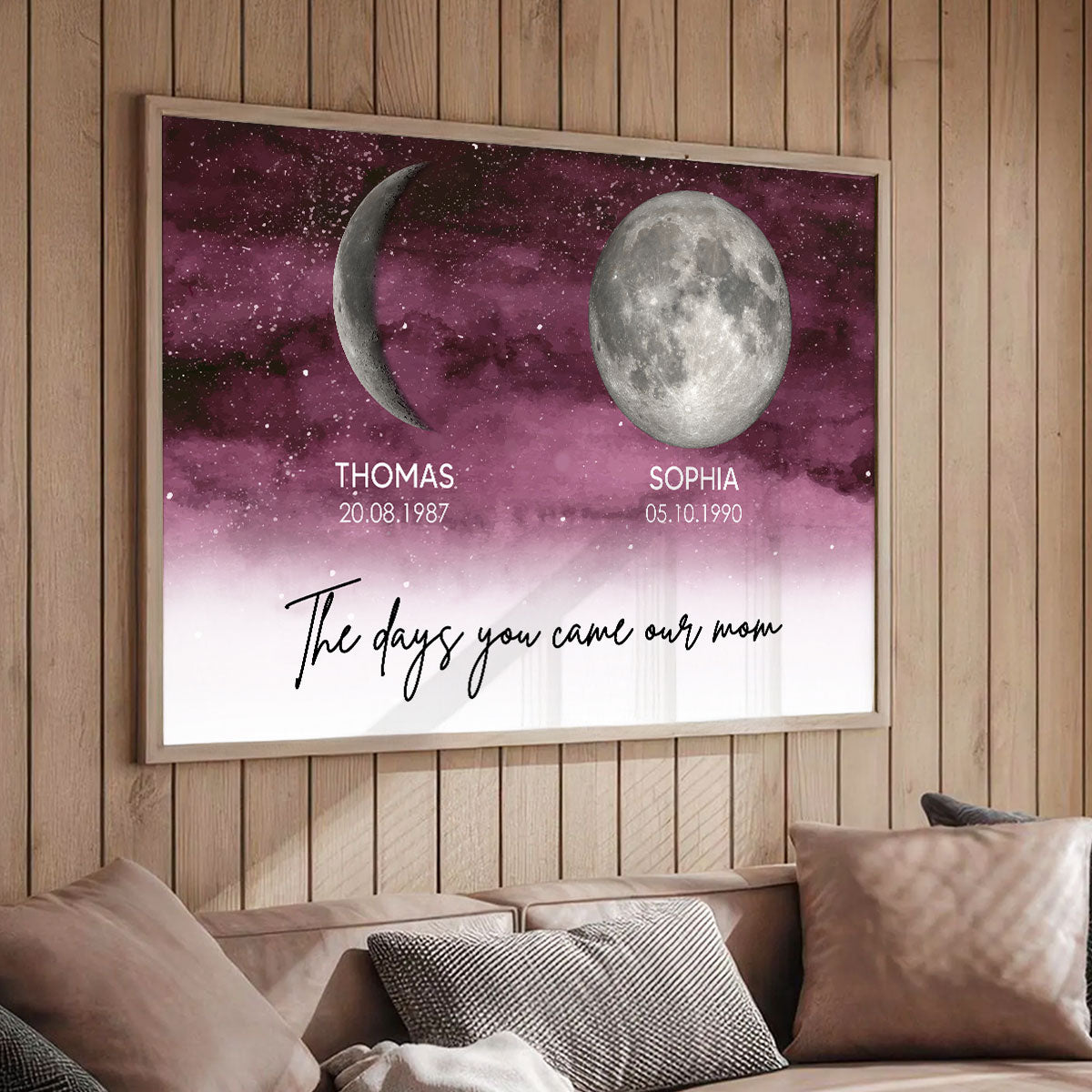 Starry Night Custom Birth Moon Phase The Days You Became Our Mom Dad Personalised Poster, UK, CA| Heartfelt Father's Day Gift For Dad, Husband