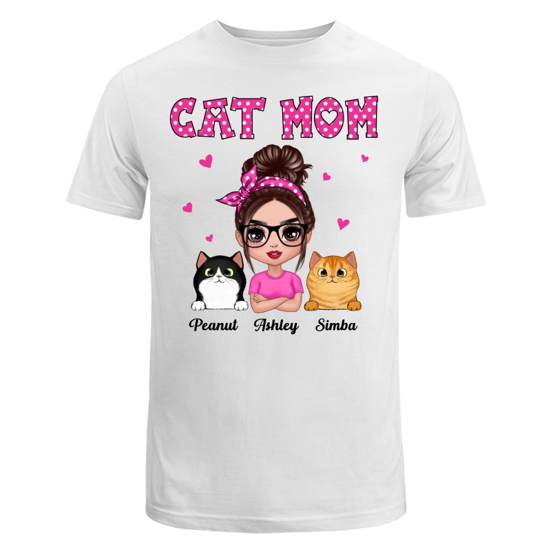 Colorful Polka Dot Pattern Doll Cat Mom Personalized Shirt