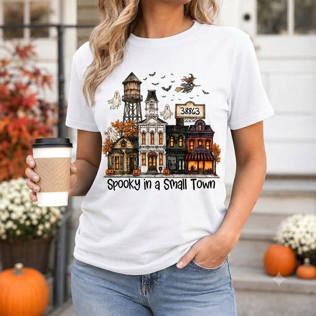 Custom Zip Code Halloween Town - Personalized Shirt - Custom Town Name, Spooky Village Fall