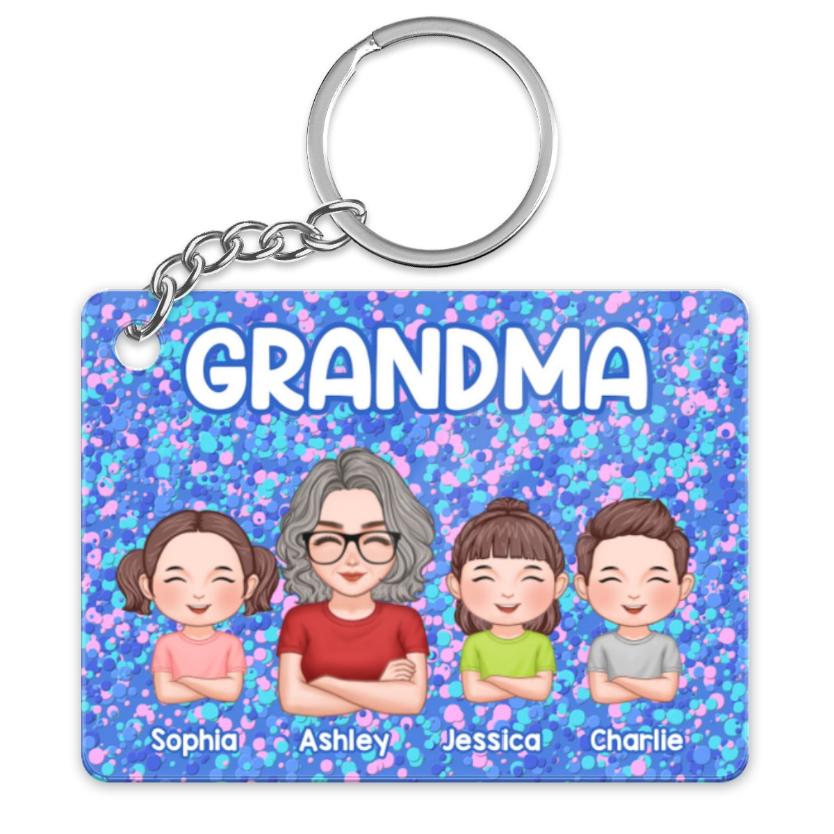 Colorful Patterns This Grandma Belongs To Grandkids Personalized Acrylic Keychain