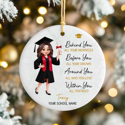 Behind You All Your Memories - Personalized Ceramic Ornament - Christmas Gift Graduation Gift For Senior