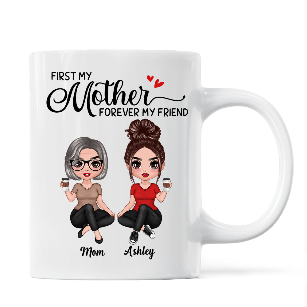 Doll Mom And Daughters Sitting Gift For Mom Daughters Personalized Mug