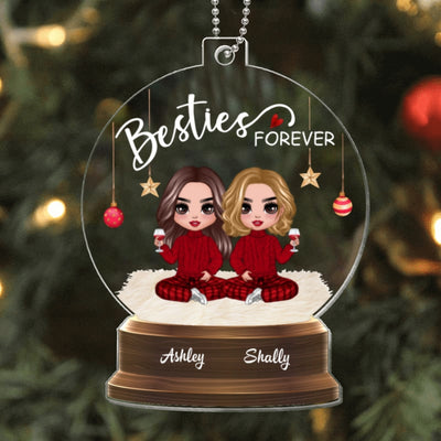 Doll Besties Christmas Snow Globe Personalized Acrylic Ornament