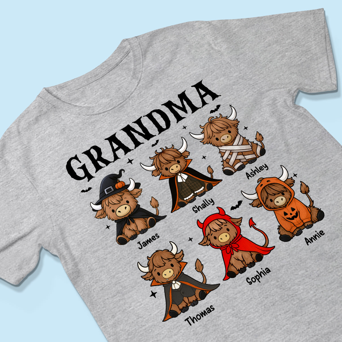 Halloween Highland Cow Grandma Personalized Shirt